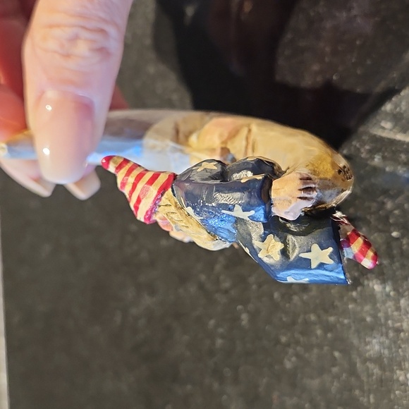 Vtg Pam Schifferl Santa on Moon Christmas Ornament Folk Art - Picture 5 of 5